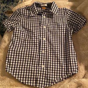 Boys Navy/white Gingham short sleeve button down, size 4/5